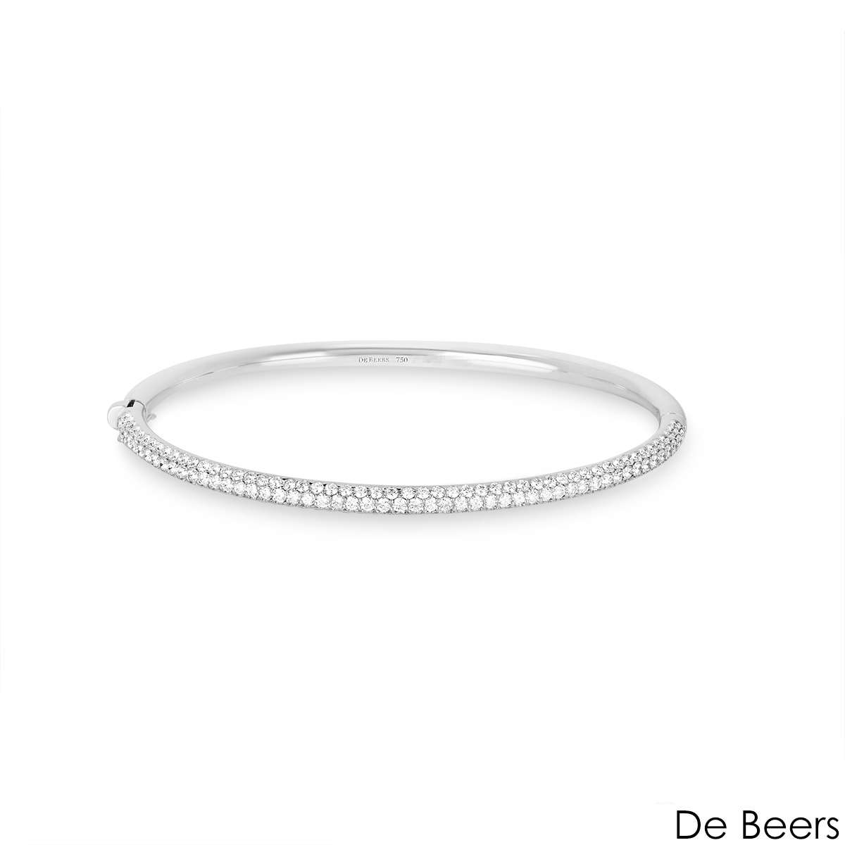 De Beers White Gold Classic Diamond Three Row Bangle B102120 De Beers White Gold Classic Diamond Three Row Bangle B102120